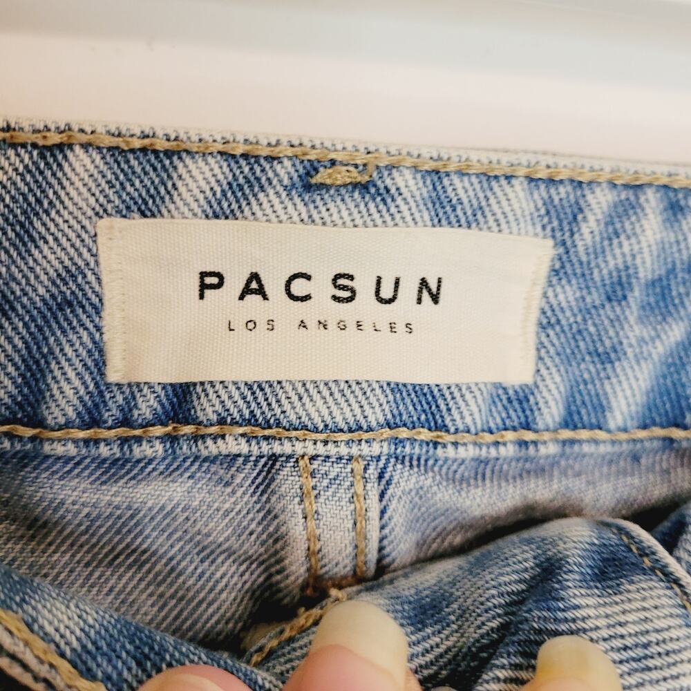 Pac Sun womens distressed Eco light wash high rise mom jean size 24 - Picture 4 of 7